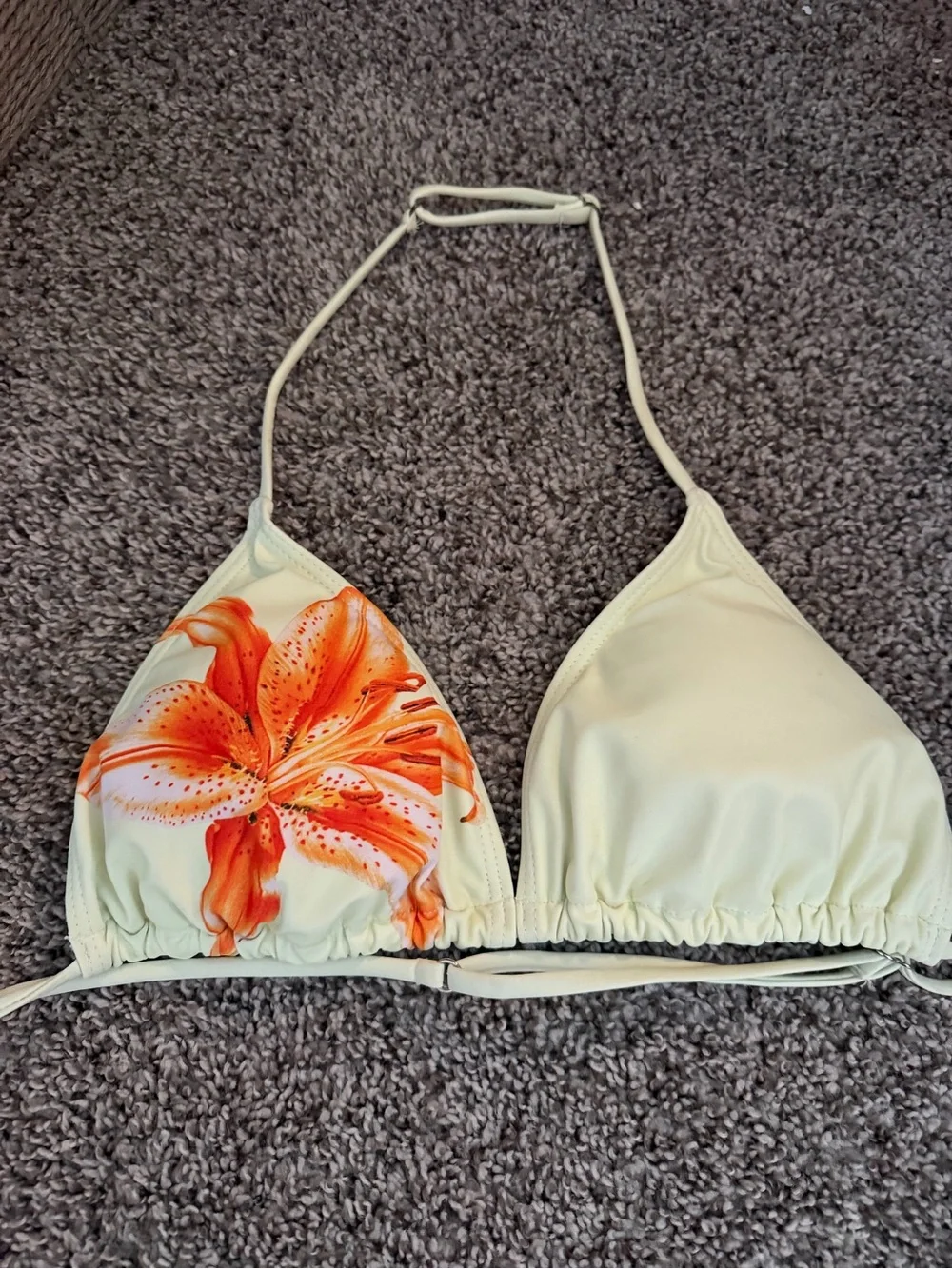 Floral Lemon Yellow Bikini Set with Orange Lily Print